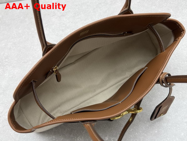 Miu Miu Aventure Canvas and Leather Bag Beige and Brandy 5BG310 Replica