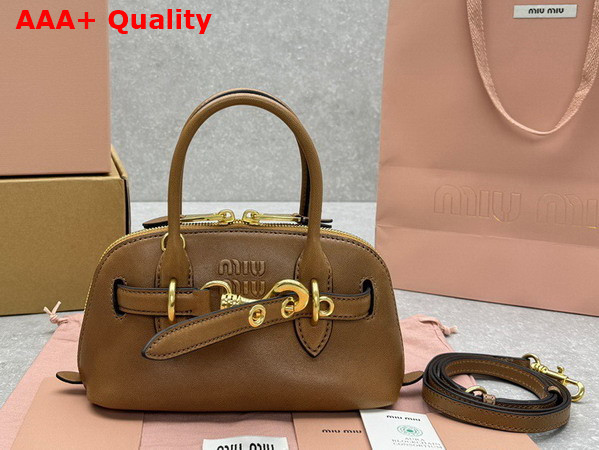 Miu Miu Aventure Mini Nappa Leather Bag in Oak 5BP090 Replica