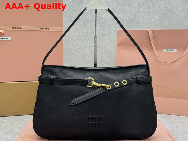 Miu Miu Aventure Nappa Leather Bag in Black 5BC181 Replica