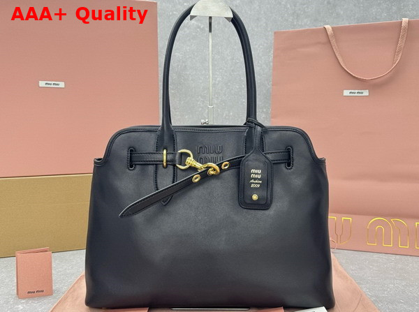 Miu Miu Aventure Nappa Leather Bag in Black 5BG291 Replica