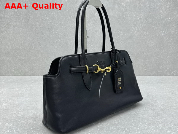 Miu Miu Aventure Nappa Leather Bag in Black 5BG310 Replica