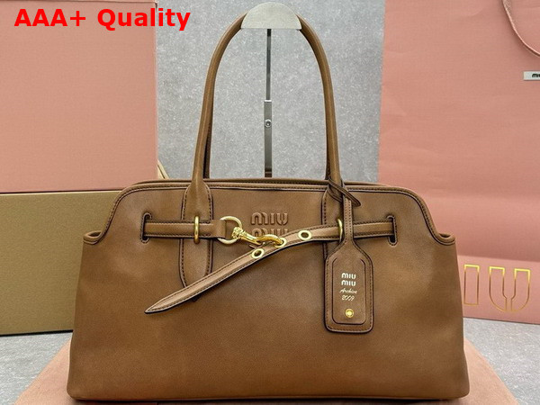 Miu Miu Aventure Nappa Leather Bag in Oak 5BG310 Replica