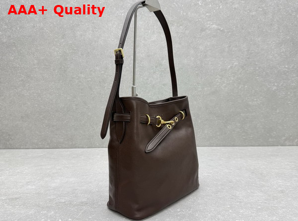 Miu Miu Aventure Nappa Leather Bucket Bag in Briarwood 5BE101 Replica