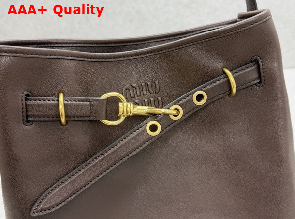 Miu Miu Aventure Nappa Leather Bucket Bag in Briarwood 5BE101 Replica