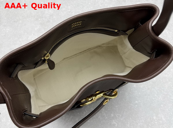 Miu Miu Aventure Nappa Leather Bucket Bag in Briarwood 5BE101 Replica