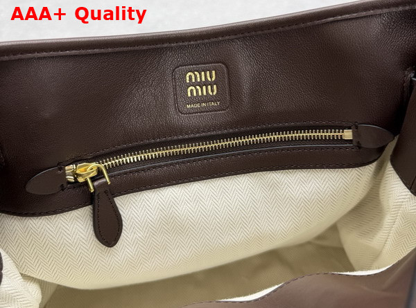 Miu Miu Aventure Nappa Leather Bucket Bag in Briarwood 5BE101 Replica