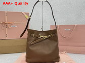 Miu Miu Aventure Nappa Leather Bucket Bag in Oak 5BE101 Replica