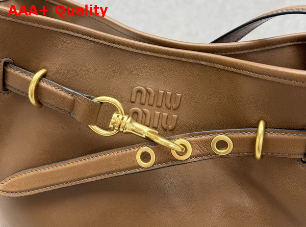 Miu Miu Aventure Nappa Leather Bucket Bag in Oak 5BE101 Replica
