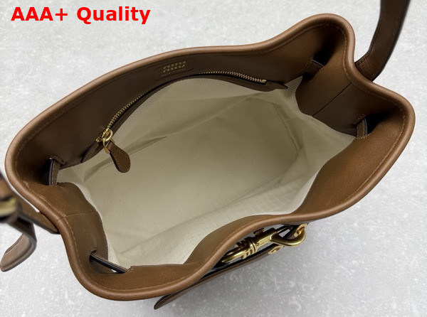 Miu Miu Aventure Nappa Leather Bucket Bag in Oak 5BE101 Replica