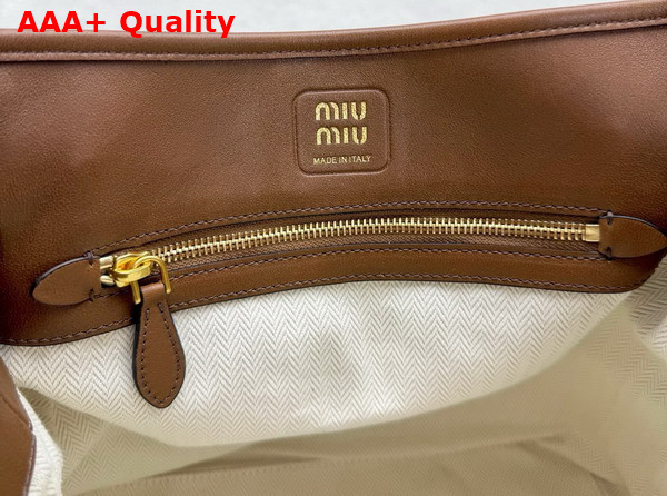 Miu Miu Aventure Nappa Leather Bucket Bag in Oak 5BE101 Replica