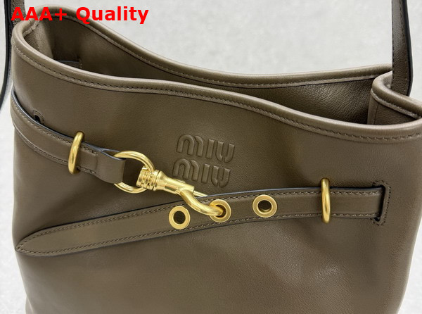 Miu Miu Aventure Nappa Leather Bucket Bag in Tundra 5BE101 Replica