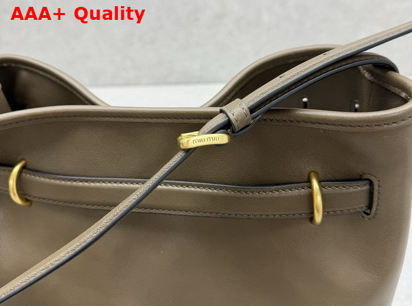 Miu Miu Aventure Nappa Leather Bucket Bag in Tundra 5BE101 Replica