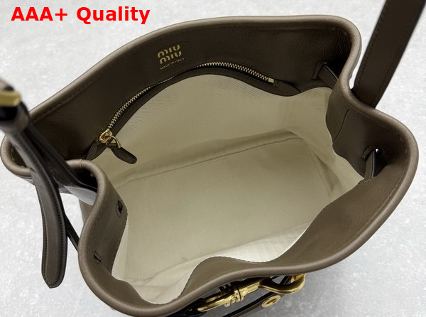 Miu Miu Aventure Nappa Leather Bucket Bag in Tundra 5BE101 Replica