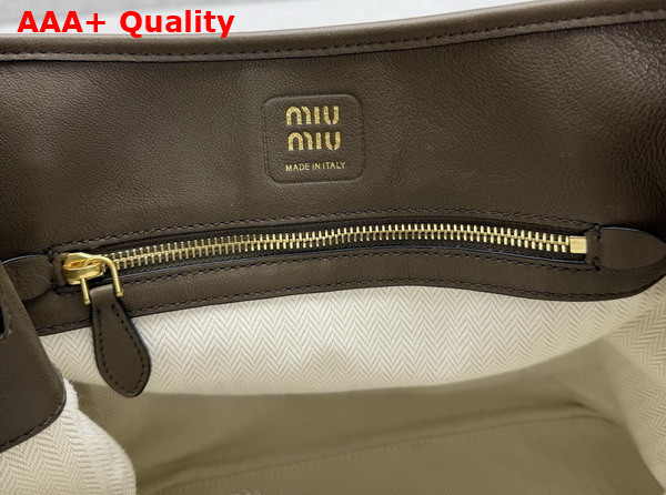 Miu Miu Aventure Nappa Leather Bucket Bag in Tundra 5BE101 Replica