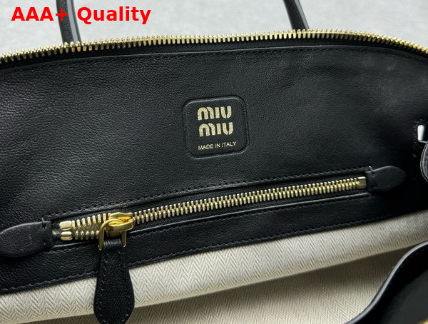 Miu Miu Aventure Nappa Leather Top Handle Bag in Black 5BB168 Replica