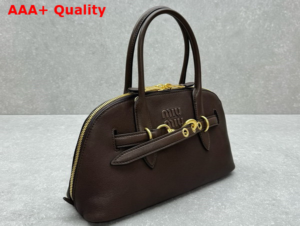 Miu Miu Aventure Nappa Leather Top Handle Bag in Briarwood 5BB168 Replica