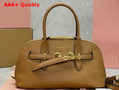 Miu Miu Aventure Nappa Leather Top Handle Bag in Oak 5BB168 Replica