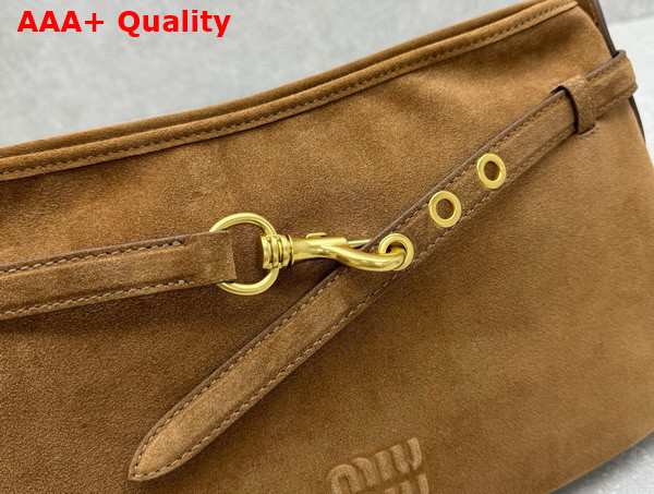 Miu Miu Aventure Suede Bag in Oak 5BC181 Replica