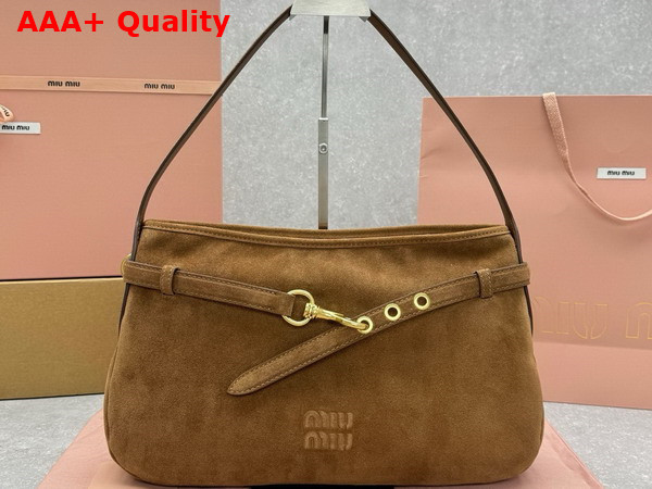 Miu Miu Aventure Suede Bag in Oak 5BC181 Replica