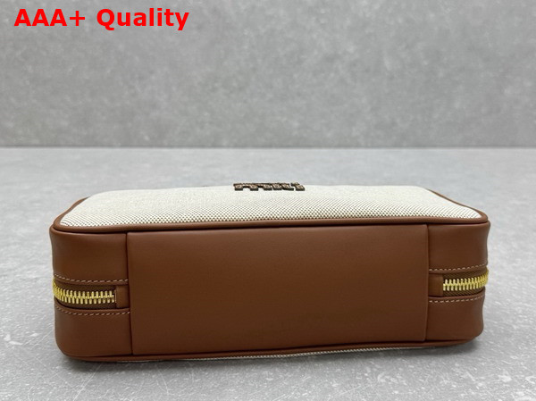 Miu Miu Beau Canvas and Leather Bag Beige and Brandy 5BB173 Replica