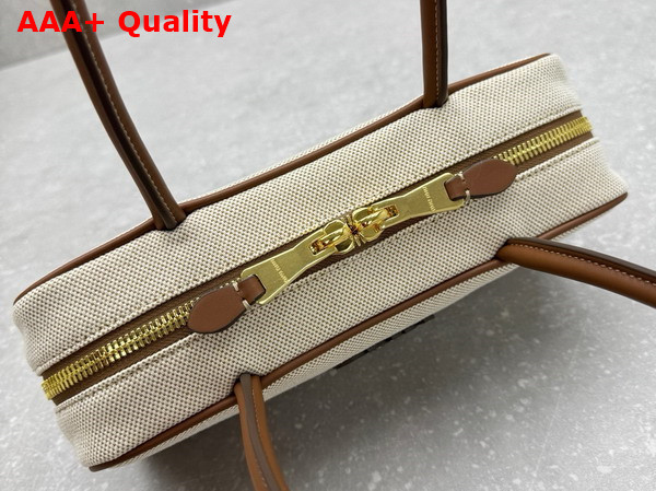 Miu Miu Beau Canvas and Leather Bag Beige and Brandy 5BB173 Replica