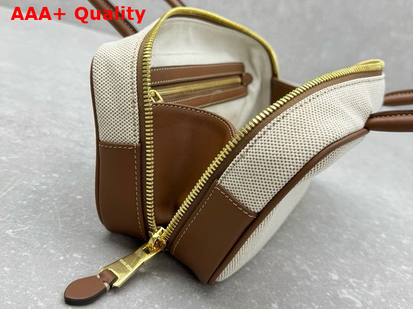 Miu Miu Beau Canvas and Leather Bag Beige and Brandy 5BB173 Replica