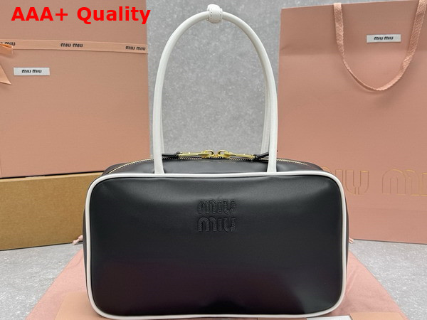 Miu Miu Beau Leather Bag Black and White 5BB172 Replica