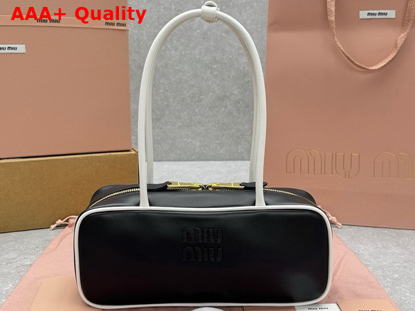 Miu Miu Beau Leather Bag Black and White 5BB173 Replica