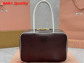 Miu Miu Beau Leather Bag Briarwood and White 5BB117 Replica