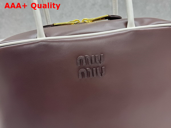 Miu Miu Beau Leather Bag Briarwood and White 5BB117 Replica