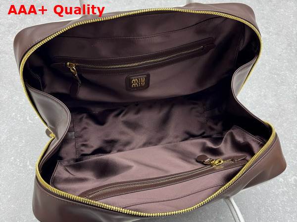 Miu Miu Beau Leather Bag Briarwood and White 5BB117 Replica