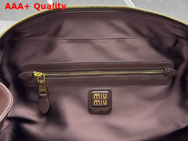 Miu Miu Beau Leather Bag Briarwood and White 5BB117 Replica