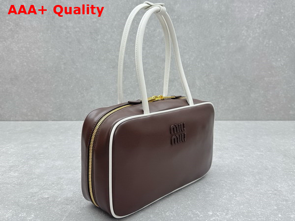 Miu Miu Beau Leather Bag Briarwood and White 5BB172 Replica