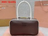 Miu Miu Beau Leather Bag Briarwood and White 5BB172 Replica