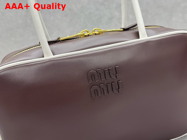 Miu Miu Beau Leather Bag Briarwood and White 5BB172 Replica