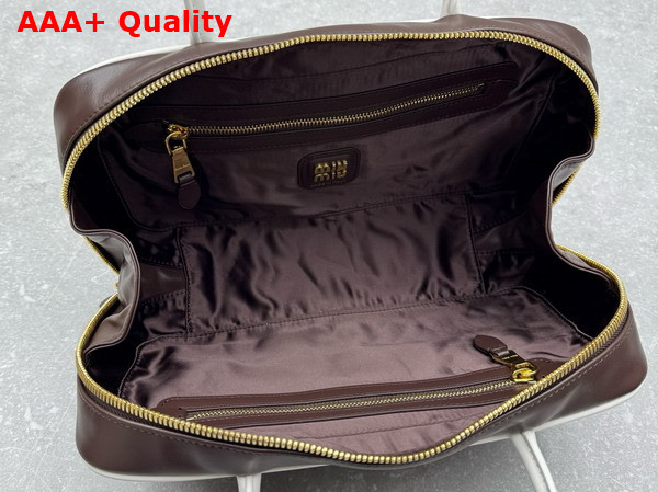 Miu Miu Beau Leather Bag Briarwood and White 5BB172 Replica