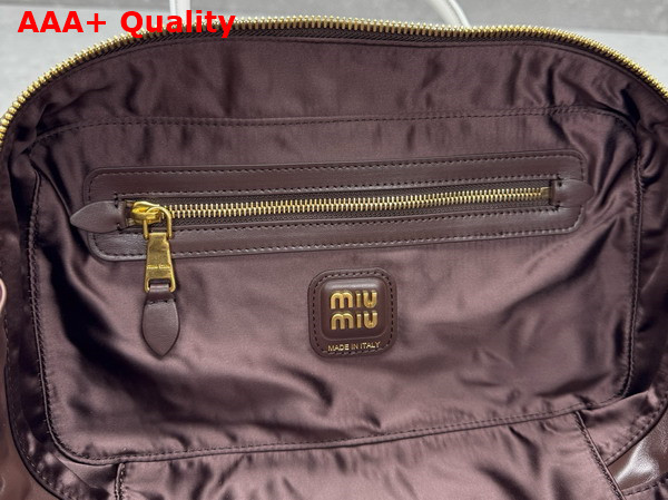 Miu Miu Beau Leather Bag Briarwood and White 5BB172 Replica