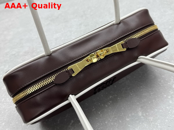 Miu Miu Beau Leather Bag Briarwood and White 5BB173 Replica