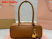 Miu Miu Beau Leather Bag in Cognac 5BB173 Replica