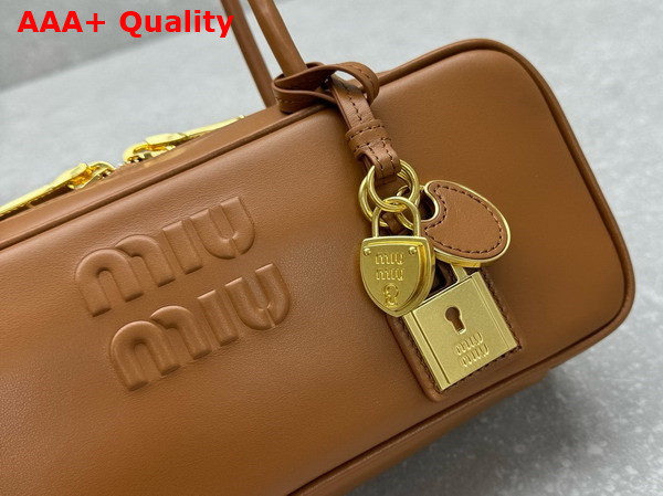 Miu Miu Beau Leather Bag in Cognac 5BB173 Replica