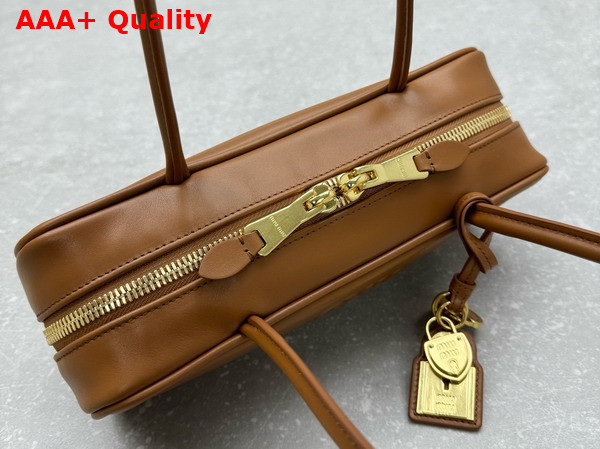 Miu Miu Beau Leather Bag in Cognac 5BB173 Replica