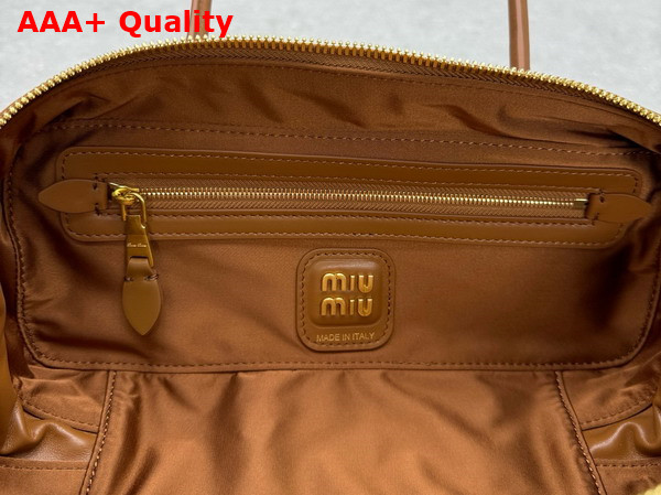 Miu Miu Beau Leather Bag in Cognac 5BB173 Replica