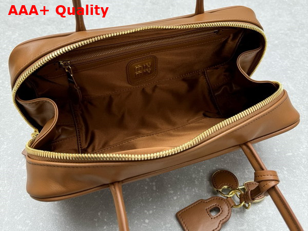 Miu Miu Beau Leather Bag in Cognac 5BB173 Replica