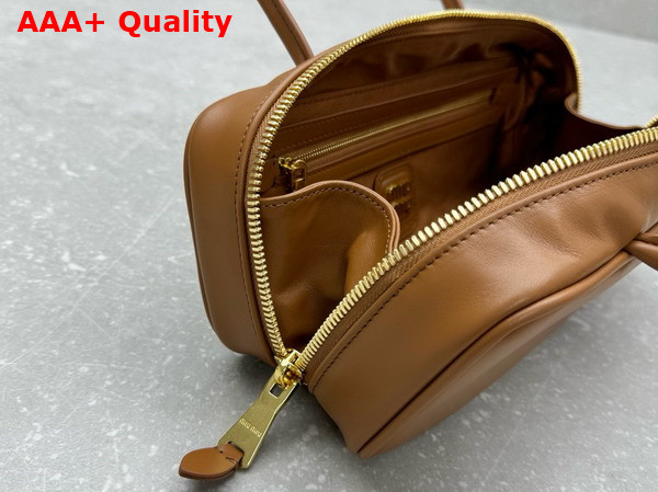 Miu Miu Beau Leather Bag in Cognac 5BB173 Replica