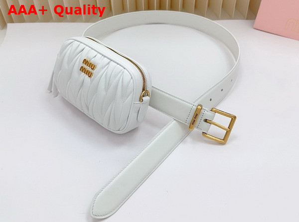 Miu Miu Belt with Matelasse Pouch in White 5CC568 Replica