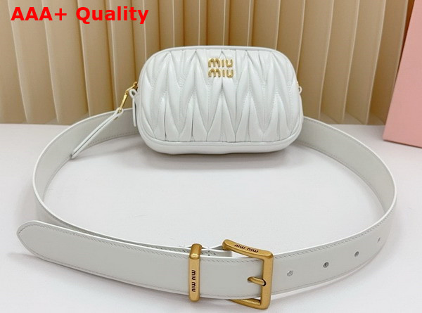 Miu Miu Belt with Matelasse Pouch in White 5CC568 Replica
