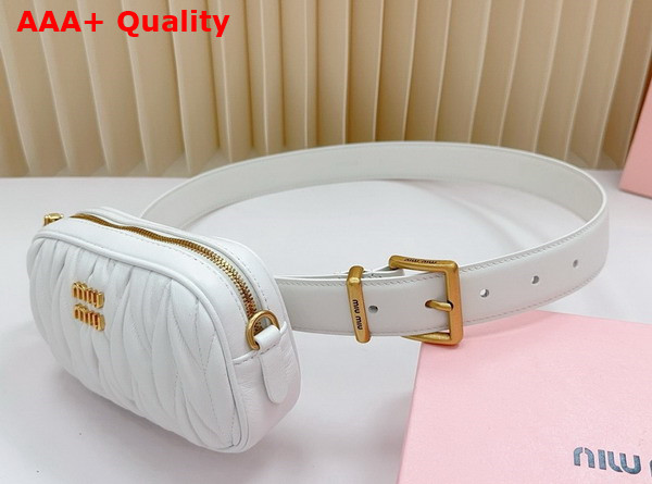 Miu Miu Belt with Matelasse Pouch in White 5CC568 Replica