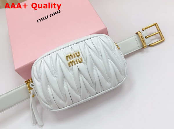 Miu Miu Belt with Matelasse Pouch in White 5CC568 Replica