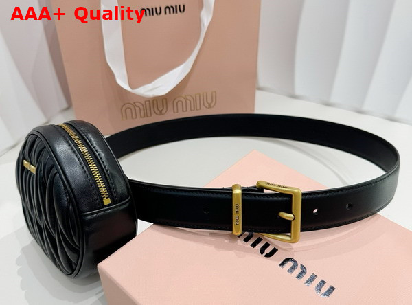 Miu Miu Belt with Round Matelasse Pouch in Black Replica