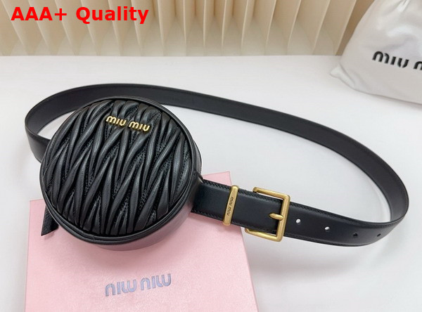 Miu Miu Belt with Round Matelasse Pouch in Black Replica